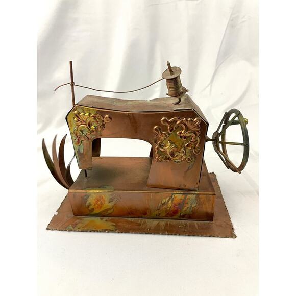 VTG Copper Metal Music Sewing Machine Music Box Made in Hong Kong - Picture 1 of 10
